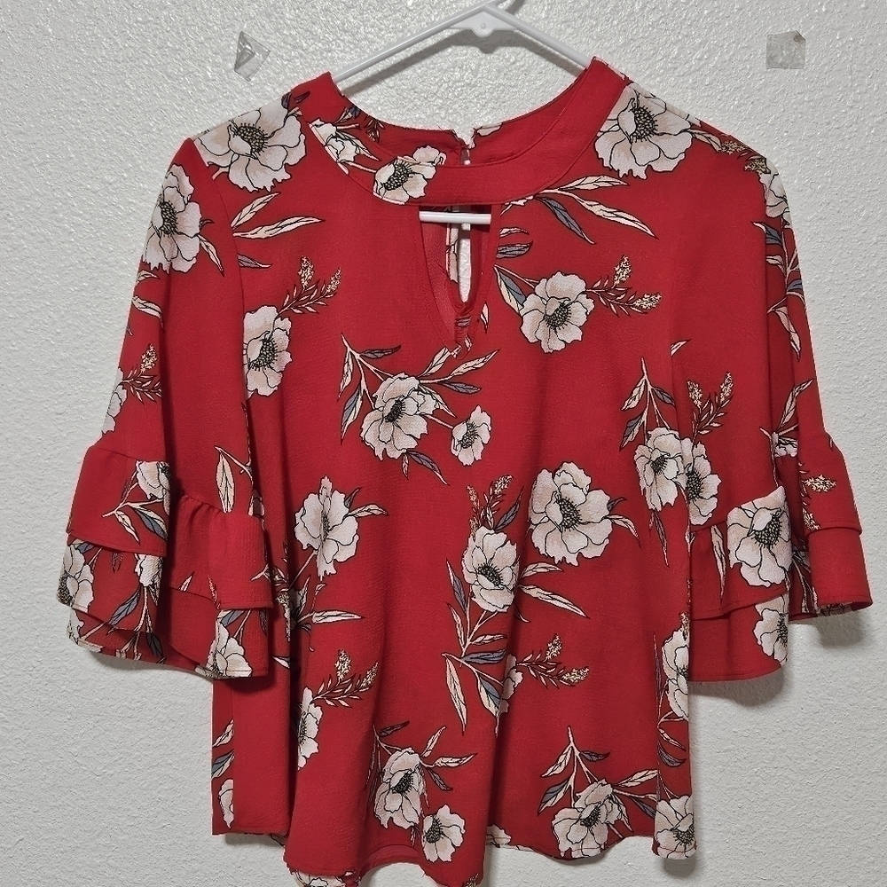 Urban Romantics floral cropped ruffled sleeves top see description